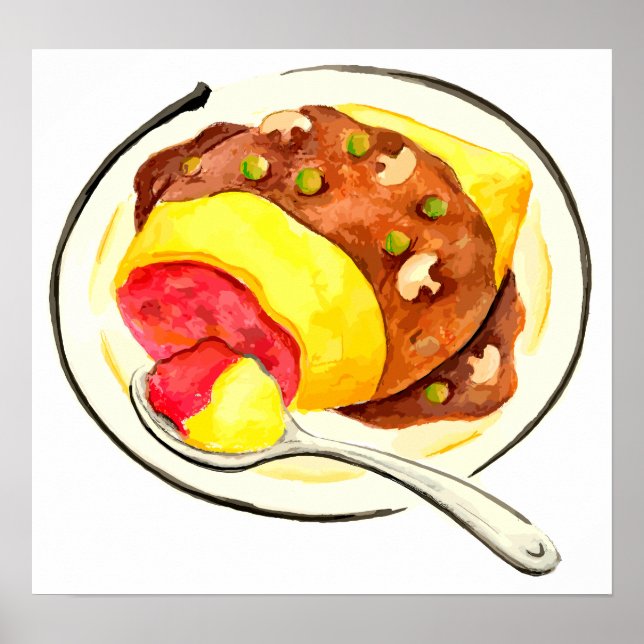 Affiche Cuisine japonaise. Riz omelette. (Devant)