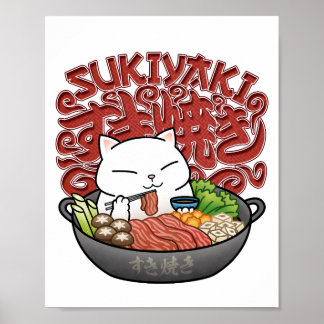 Affiche Cuisine japonaise Sukiyaki Chat