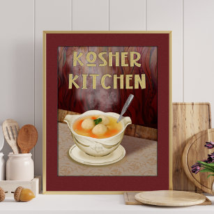 Affiche Cuisine Kosher Juif Matzah Boule Soupe Art Imprime