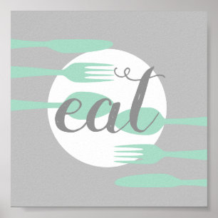 Affiche cuisine mignonne citation mot art moderne manger