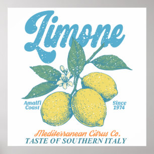 Affiche Cuisine rétro italienne vintage Limone côte amalfi