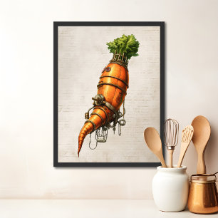 Affiche Cuisine Steampunk art, Carotte
