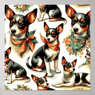 Affiche Cuisine Vintage Rat Terrier sans couture