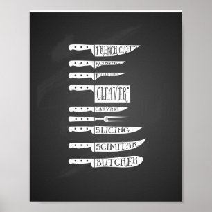 Affiche cuisinier cuisinier cuisinier couteaux de recette 