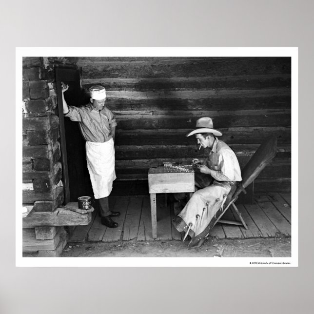 Affiche Cuisinier en train de regarder des cartes de jeu d (Devant)