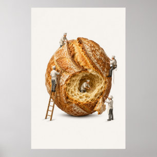Affiche Cuisiniers Miniatures Surréalistes Travaillant Sur