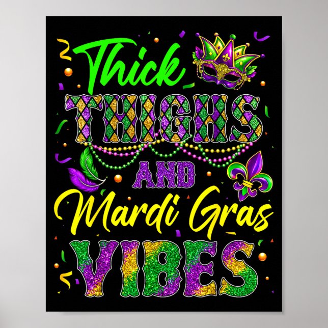 Affiche Cuisses Épaisses Et Vibes De Mardi Gras Masque Per (Devant)