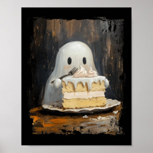 Affiche Cuite Ghost Ghost Manger Gâteau Drôle Halloween No