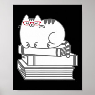 Affiche Cuite Livre Chat Nerd - Funny Chemise Nerdy Kitten
