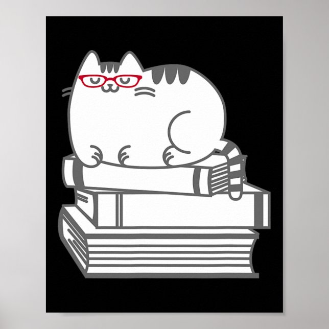 Affiche Cuite Livre Chat Nerd - Funny Chemise Nerdy Kitten (Devant)