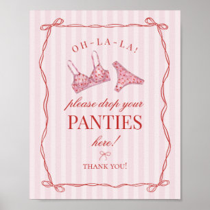 Affiche Culotte Bachelorette Lingerie Rouge Cœur S'il Vous