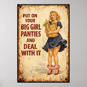 Affiche Culottes de grande fille vintage Panneau d'art rét