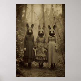 Affiche Culte de lapin de la forêt, photographie vintage