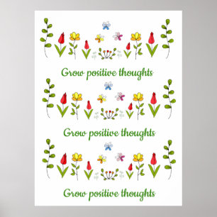 Affiche Cultiver des pensées positives fleurs
