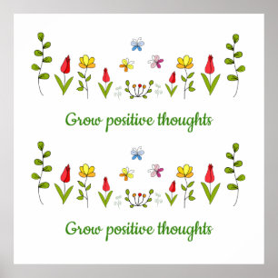 Affiche Cultiver des pensées positives fleurs