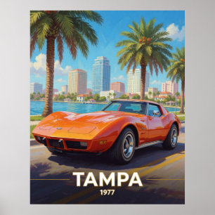 Affiche Culture automobile côtière de Tampa Floride 1977