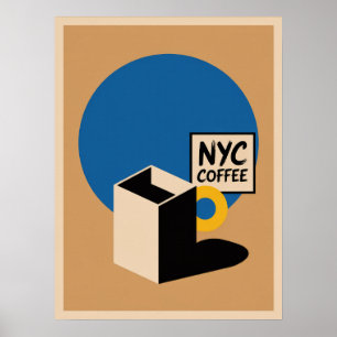 Affiche Culture Café NYC Manhattan Art Minimaliste Moderne