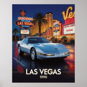 Affiche Culture de la route néon de Las Vegas 1990 Nevada