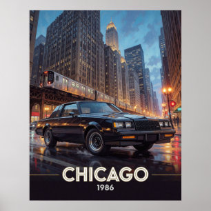 Affiche Culture de la route nocturne de Chicago 1986 Illin
