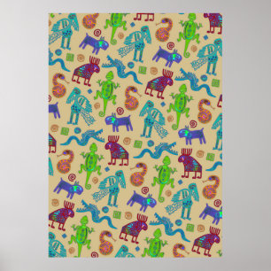 Affiche Culture mexicaine Motif tribal primitif 1