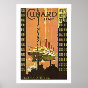Affiche Cunard Europe-Amérique