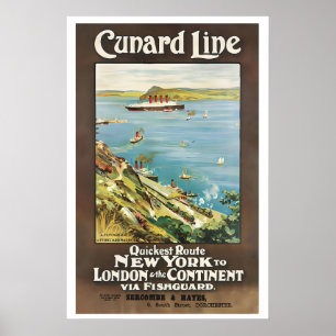 Affiche Cunard Line Itinéraire le plus rapide vers Londres
