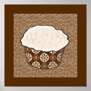 Affiche Cupcake à la noix de coco, Arrière - plan japonais