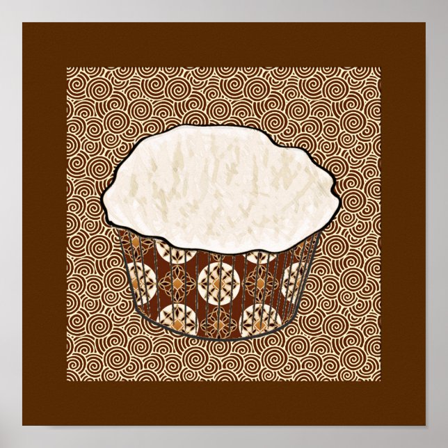 Affiche Cupcake à la noix de coco, Arrière - plan japonais (Devant)