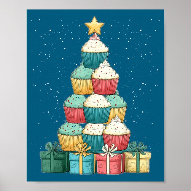 Affiche Cupcake Baking Baker Christmas Tree Xmas  (Devant)
