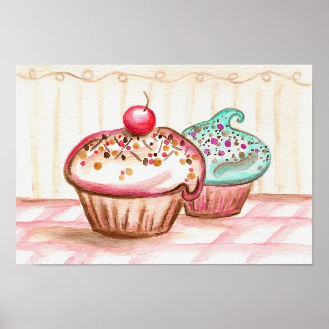 Affiche Cupcake Boulangerie Cuisine Mur Art Imprimer Décor (Devant)
