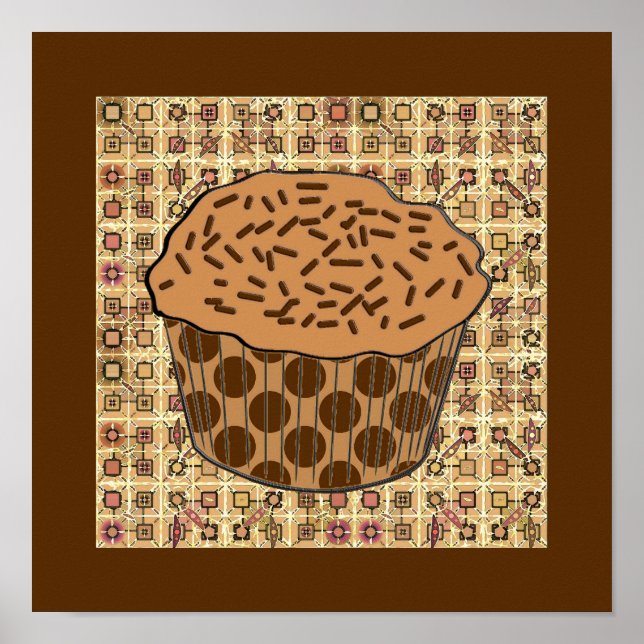 Affiche Cupcake caramel givré avec arroses (Devant)
