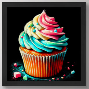 Affiche Cupcake de dessin Pastel Tri Couleur Frosting