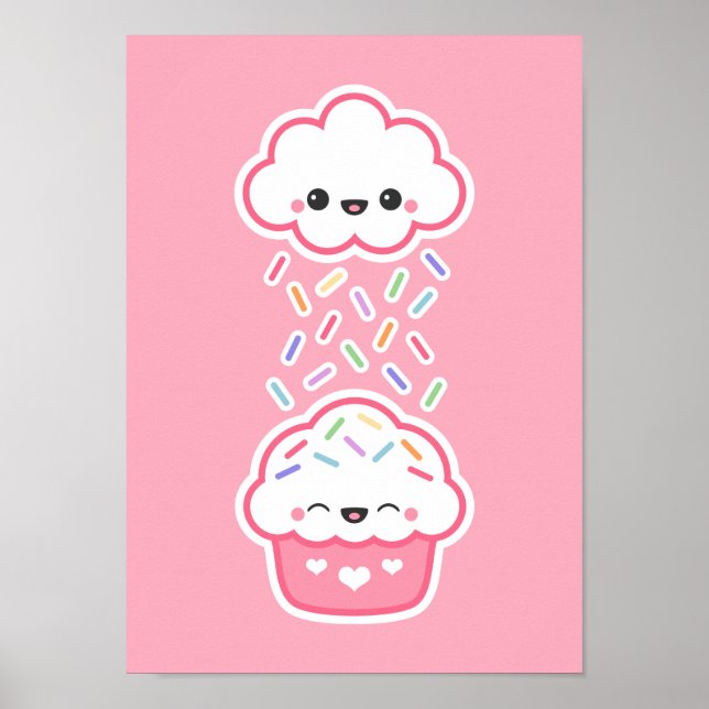 Affiche Cupcake mignonne avec arroses (Devant)
