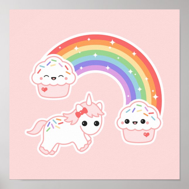 Affiche Cupcake Rainbow Unicorn (Devant)