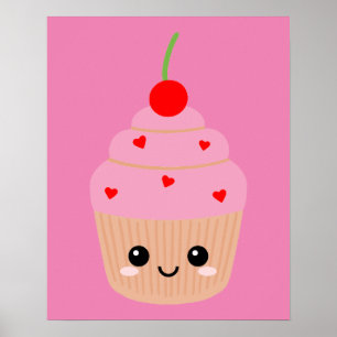 Affiche Cupcake Rose Impression, Décor Doux, Joli