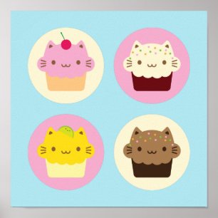 Affiche Cupcakes chats mignons