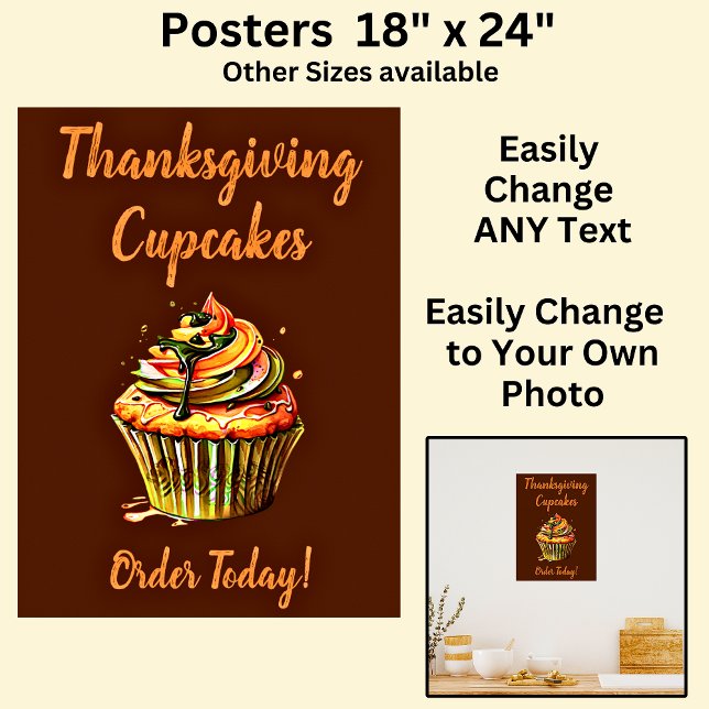 Affiche Cupcakes Thanksgiving, Cake Store (Créateur téléchargé)