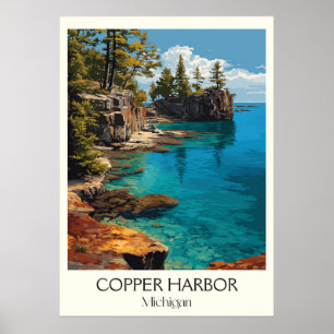 Affiche Cuper Harbour Michigan Vintage Lake Superior Art