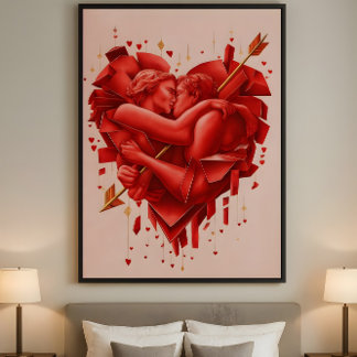 Affiche Cupid’s Capture - Modern Romantic Abstract Art