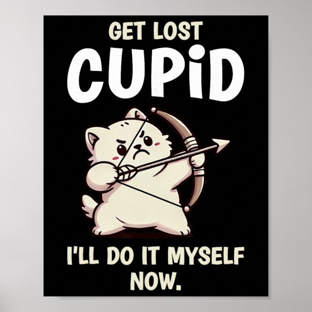 Affiche Cupidon archer de chat drôle de Saint-Valentin  (Devant)