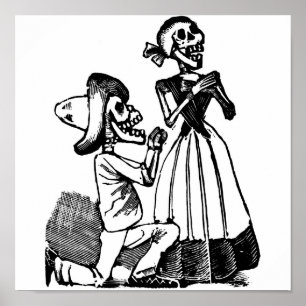 Affiche Cupidon Calavera, Skeleton Lovers c. Années 1900