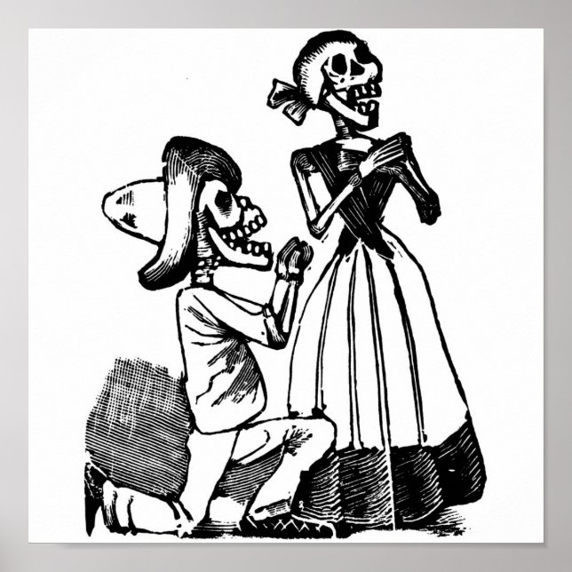 Affiche Cupidon Calavera, Skeleton Lovers c. Années 1900 (Devant)