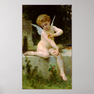 Affiche Cupidon et papillon de Bouguereau