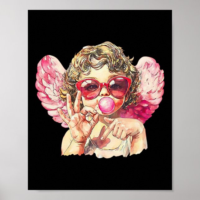 Affiche Cupidon mignon 67 tendance rose bubble gum Art de  (Devant)