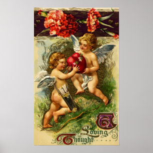 Affiche Cupidons et cru Valentine d'oeillets