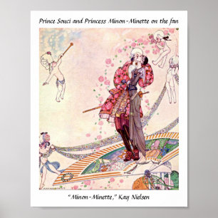 Affiche Cupidons, princesse et prince sur un ventilateur m