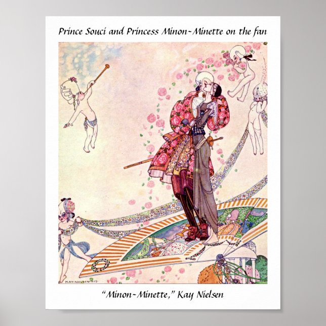 Affiche Cupidons, princesse et prince sur un ventilateur m (Devant)