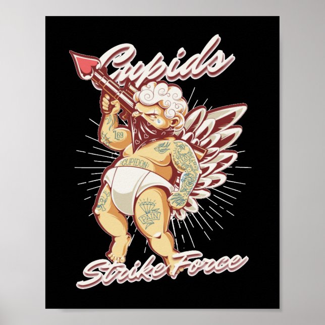 Affiche CUPIDS STRIKE FORCE drôle de valentines cupides jo (Devant)