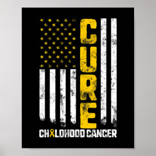 Affiche Cure Cancer de l'enfance Gold Ribbon Maman Prix po