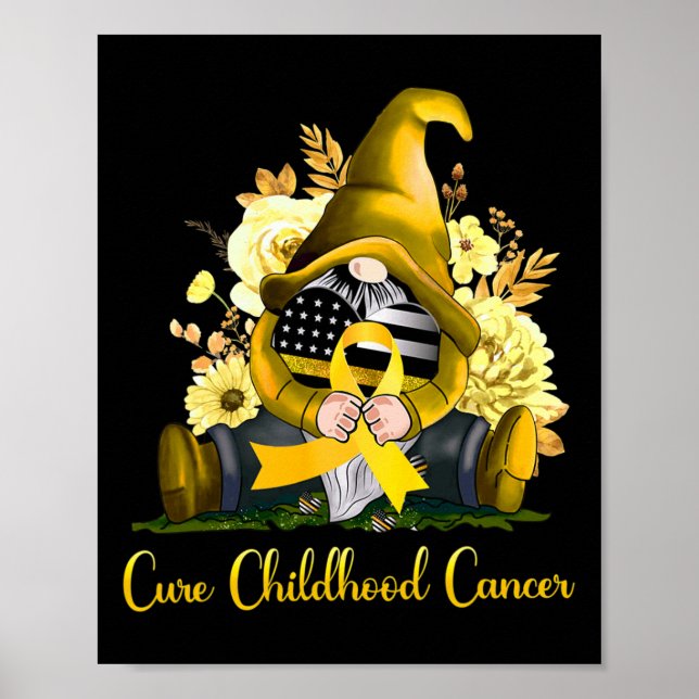 Affiche Cure Childhood Cancer Awareness Gold Ribbon Gnome  (Devant)